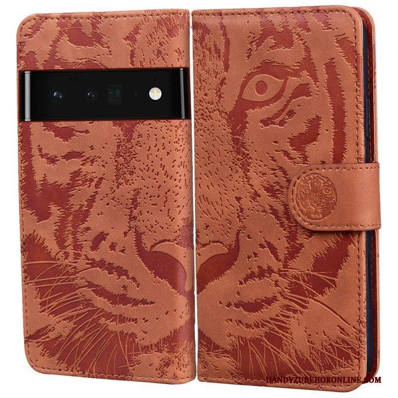 Flip Case Für Google Pixel 6 Tiger-gesichtsdruck