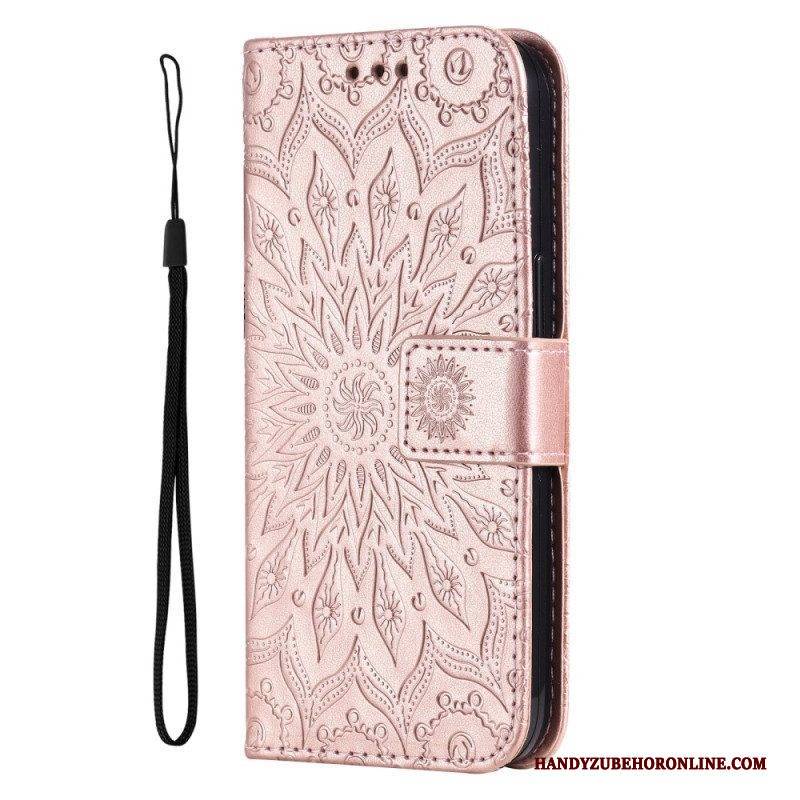 Flip Case Für Honor Magic 5 Lite Mandala-sonne Mit Schlüsselband