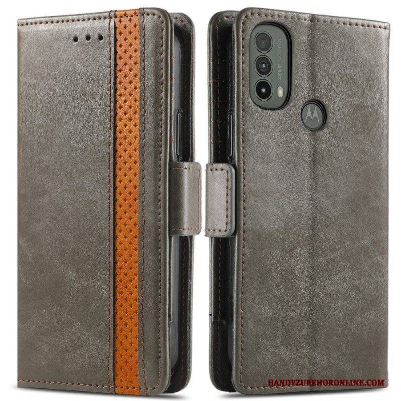 Flip Case Für Moto E40 / E30 / E20 Bicolor Doppelschließe Caseneo