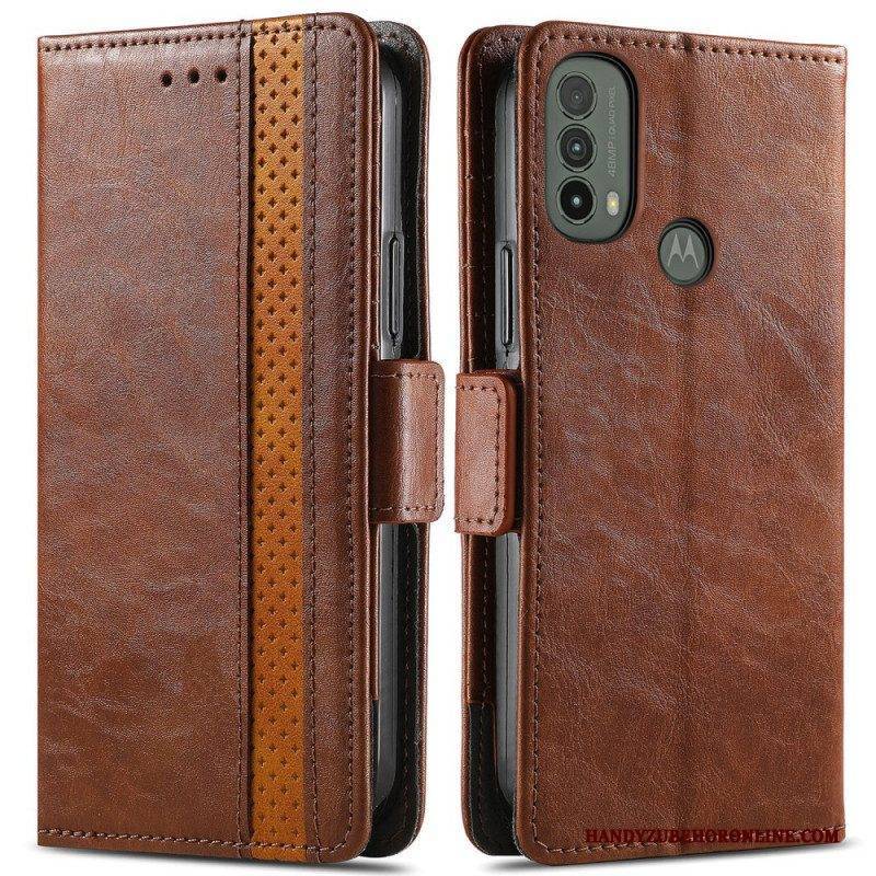 Flip Case Für Moto E40 / E30 / E20 Bicolor Doppelschließe Caseneo