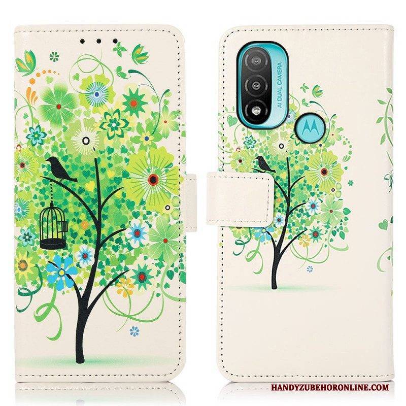 Flip Case Für Moto E40 / E30 / E20 Blühender Baum