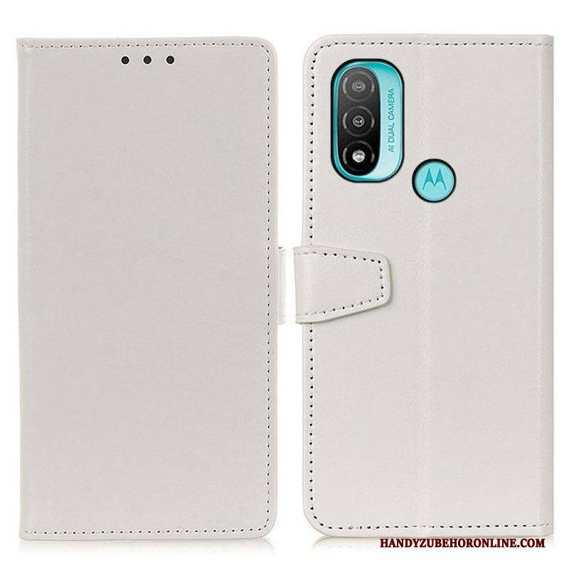 Flip Case Für Moto E40 / E30 / E20 Einfacher Glänzender Ledereffekt