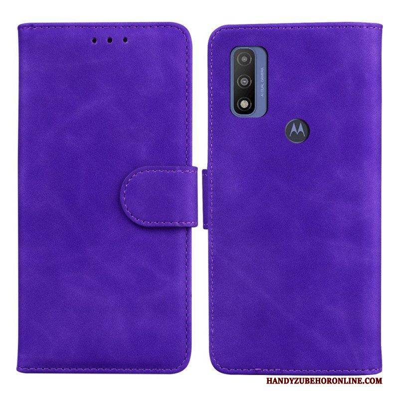 Flip Case Für Moto E40 / E30 / E20 Monochromer Ledereffekt