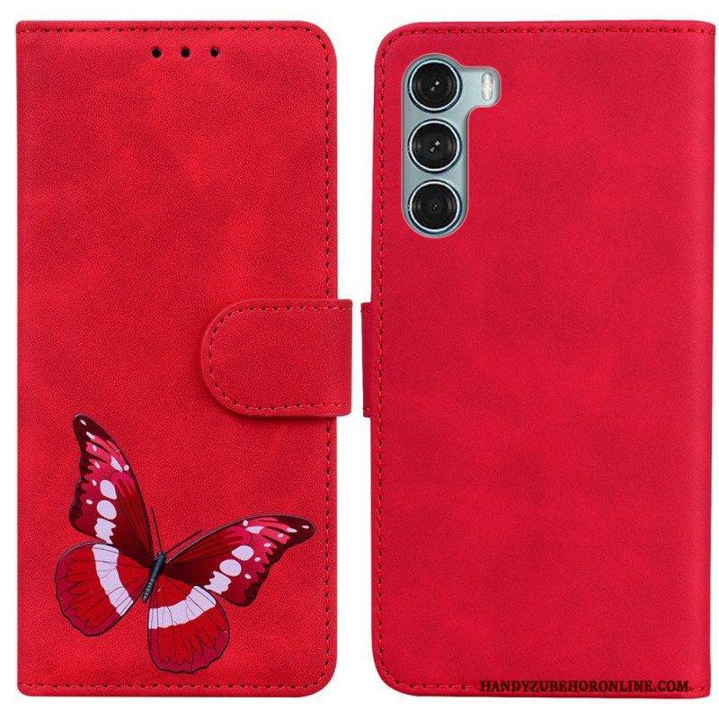 Flip Case Für Moto G200 5G Hautberührender Schmetterling