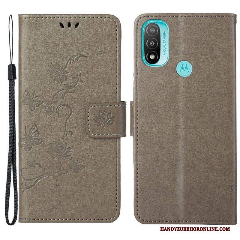 Flip Case Für Moto G71 5G Asiatische Schmetterlinge Und Blumen