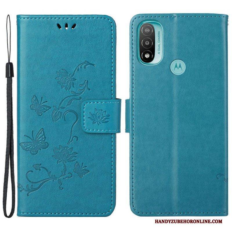 Flip Case Für Moto G71 5G Asiatische Schmetterlinge Und Blumen