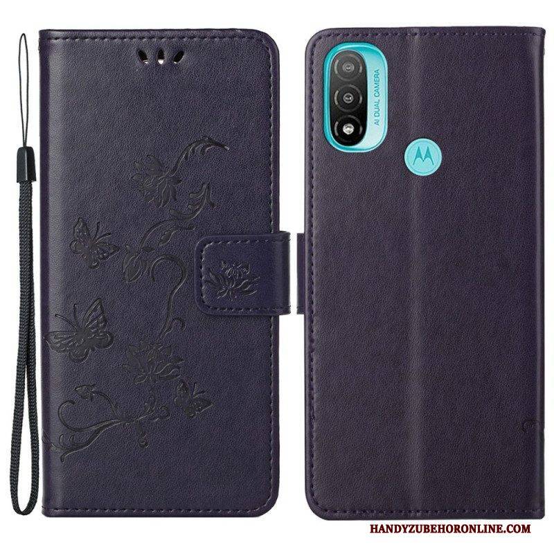 Flip Case Für Moto G71 5G Asiatische Schmetterlinge Und Blumen