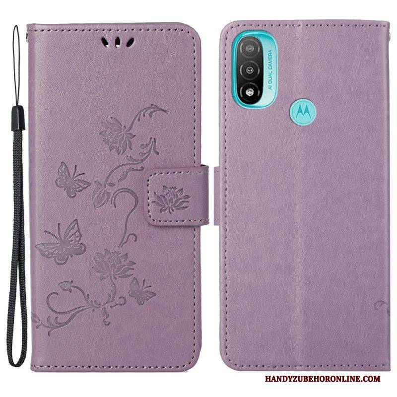 Flip Case Für Moto G71 5G Asiatische Schmetterlinge Und Blumen