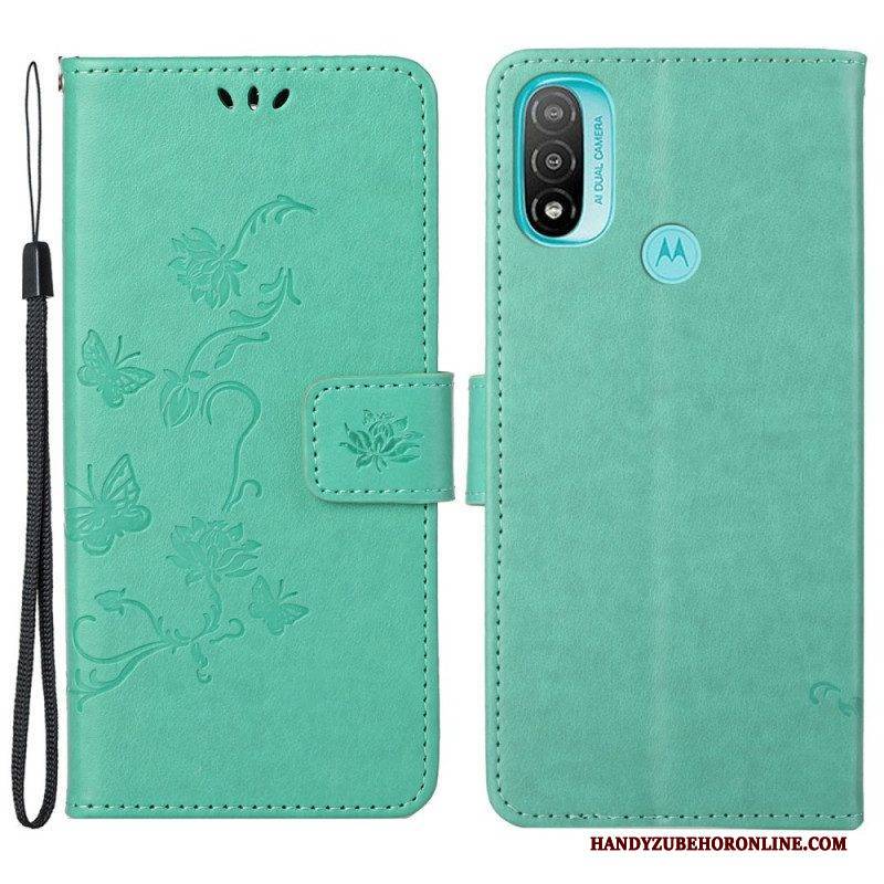 Flip Case Für Moto G71 5G Asiatische Schmetterlinge Und Blumen