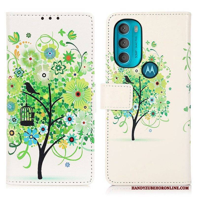 Flip Case Für Moto G71 5G Blühender Baum