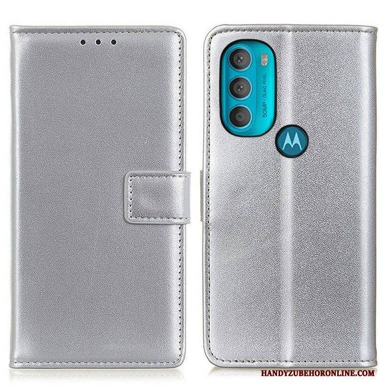 Flip Case Für Moto G71 5G Schlichtes Kunstleder