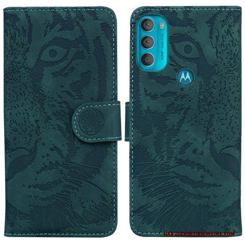 Flip Case Für Moto G71 5G Tiger-gesichtsdruck