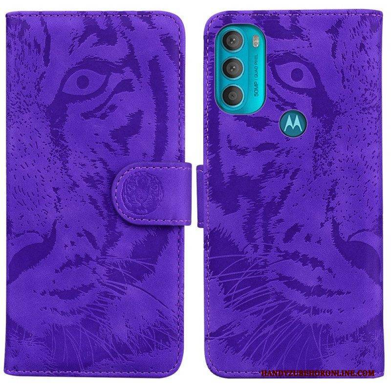 Flip Case Für Moto G71 5G Tiger-gesichtsdruck