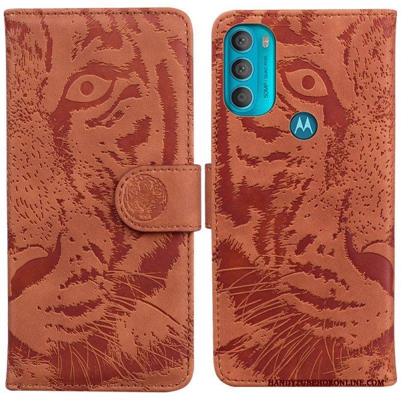 Flip Case Für Moto G71 5G Tiger-gesichtsdruck