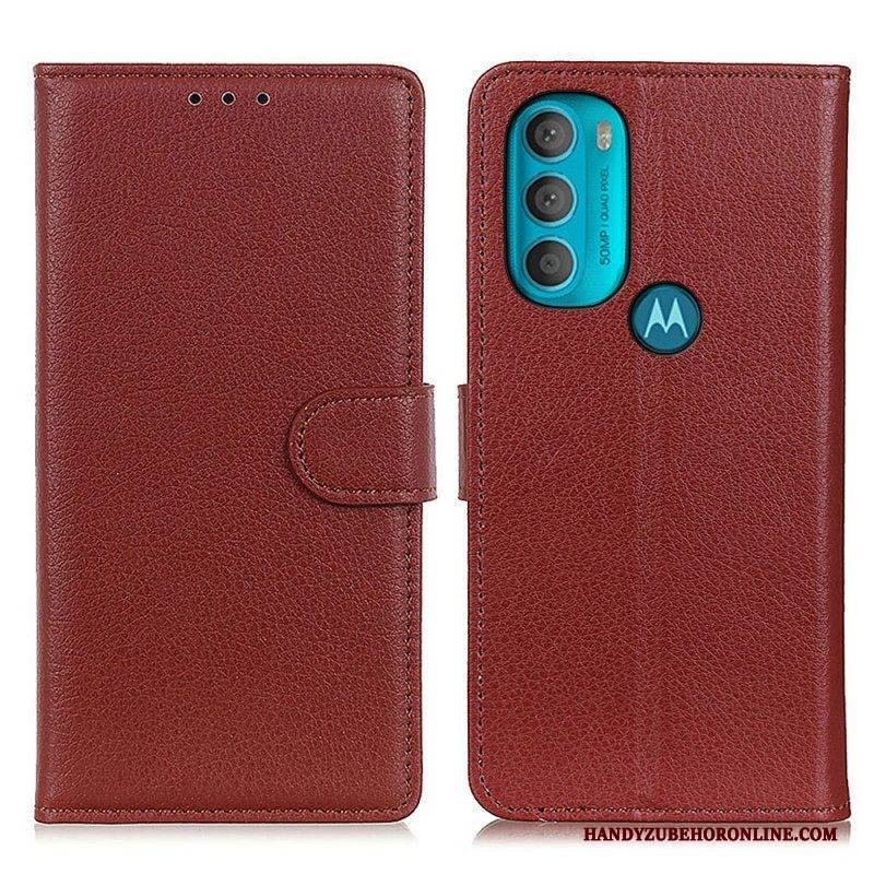 Flip Case Für Moto G71 5G Traditionell Litschi