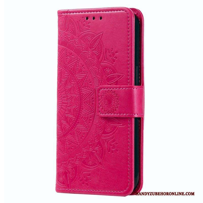 Flip Case Für Motorola Edge 40 Pro Mandala-sonne Mit Schlüsselband