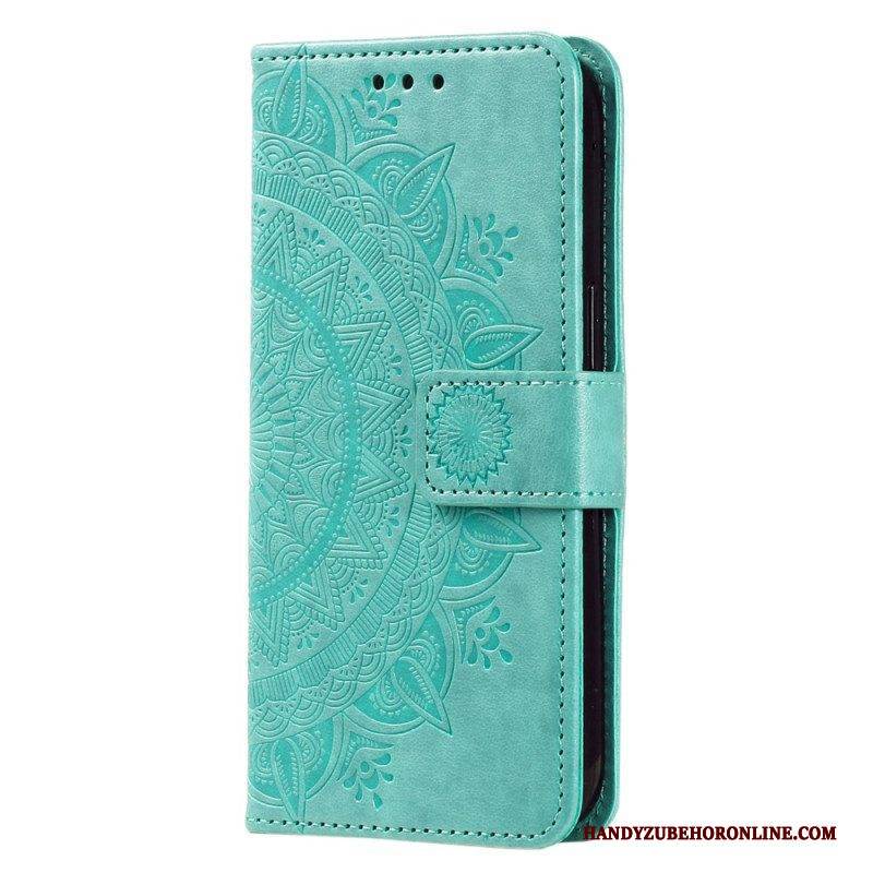 Flip Case Für Motorola Edge 40 Pro Mandala-sonne Mit Schlüsselband