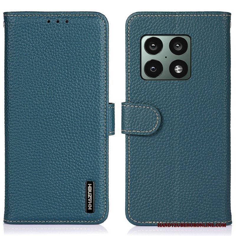 Flip Case Für OnePlus 10 Pro 5G Echtes Khazneh-litschi-leder