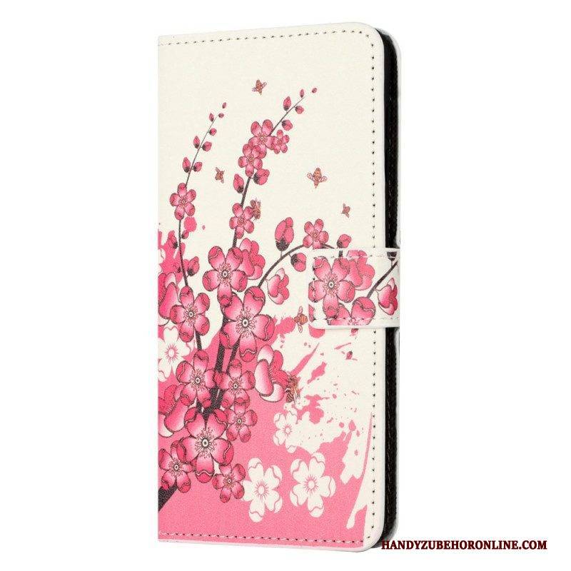 Flip Case Für OnePlus 10T 5G Tropische Blumen