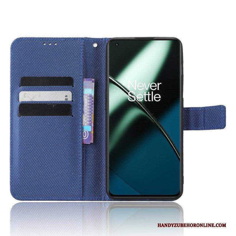 Flip Case Für OnePlus 11 5G Mit Kordel Strukturierter Riemchen