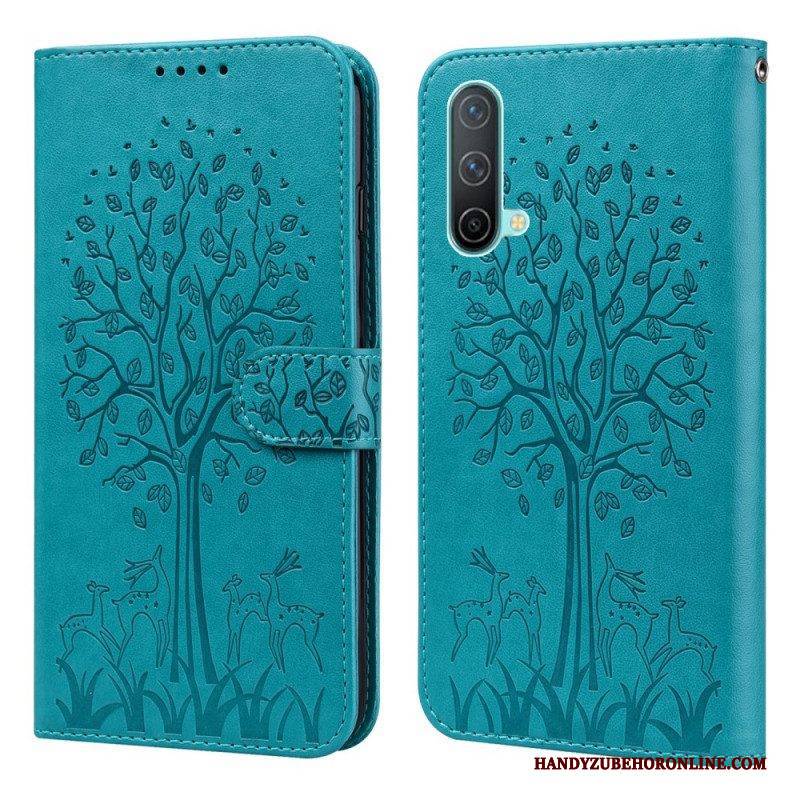 Flip Case Für OnePlus Nord CE 5G Baum Und Hirsch