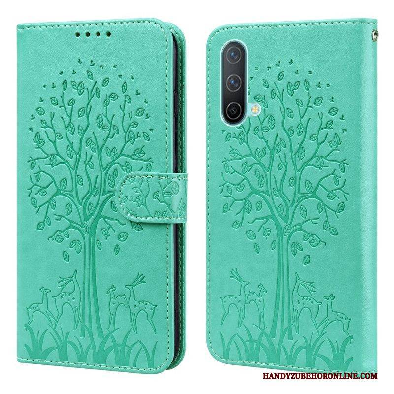 Flip Case Für OnePlus Nord CE 5G Baum Und Hirsch