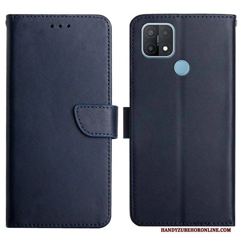 Flip Case Für Oppo A15 Echtes Nappaleder