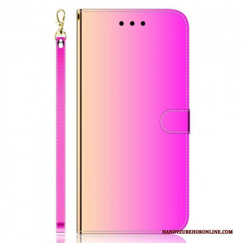 Flip Case Für Oppo A54 5G / A74 5G Spiegelabdeckung Aus Kunstleder