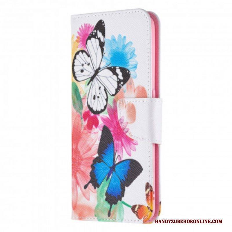 Flip Case Für Oppo A94 5G Bemalte Schmetterlinge Und Blumen