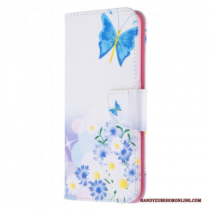 Flip Case Für Oppo A94 5G Bemalte Schmetterlinge Und Blumen