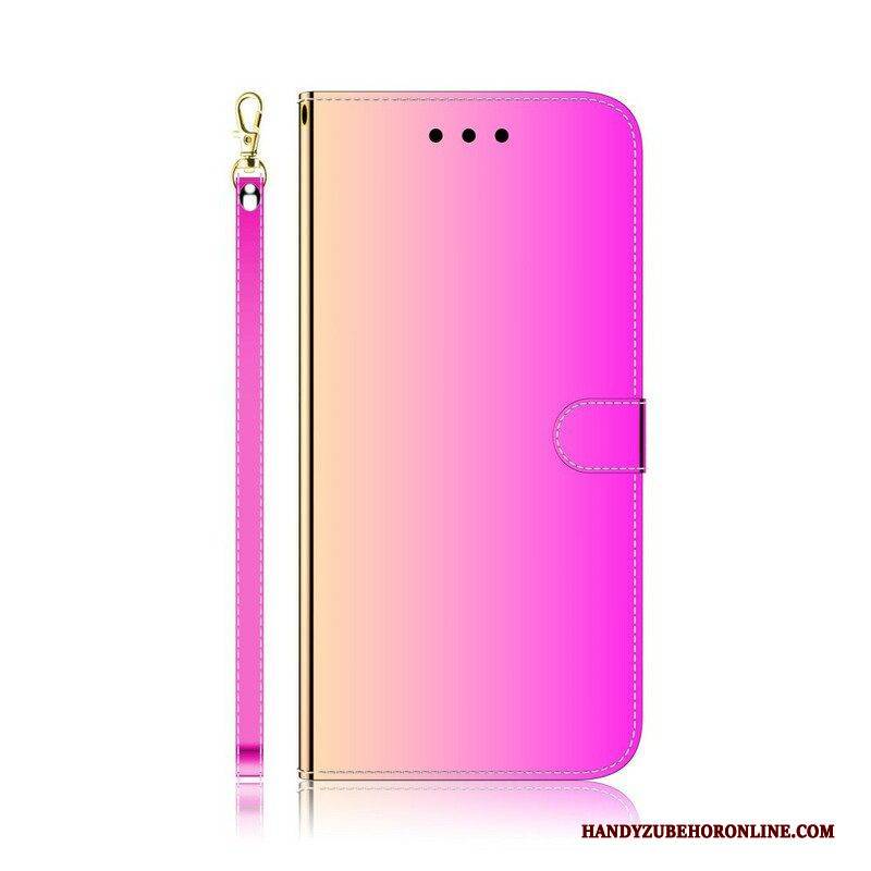 Flip Case Für Oppo Find X3 Neo Spiegelabdeckung Aus Kunstleder