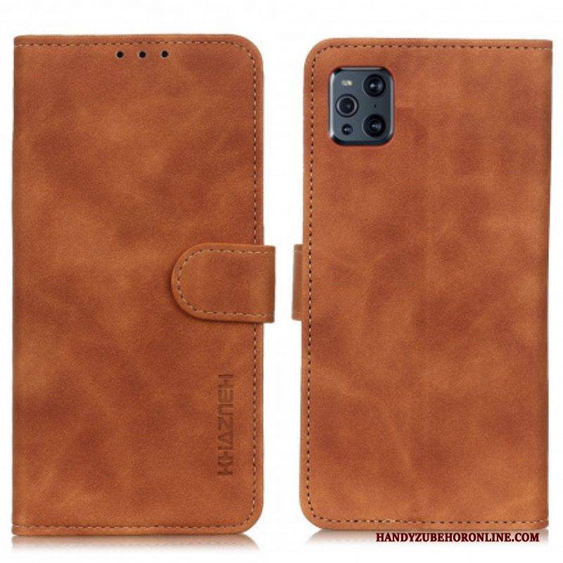 Flip Case Für Oppo Find X3 Pro Matter Vintage-ledereffekt Khazneh