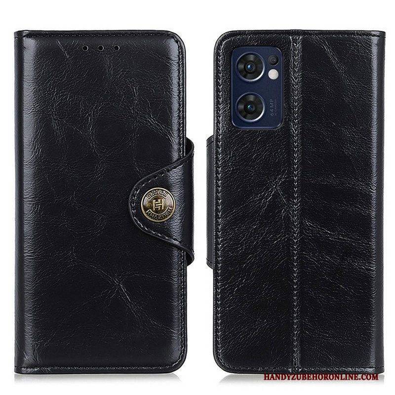 Flip Case Für Oppo Find X5 Lite Kunstleder-lackknopf Khazneh