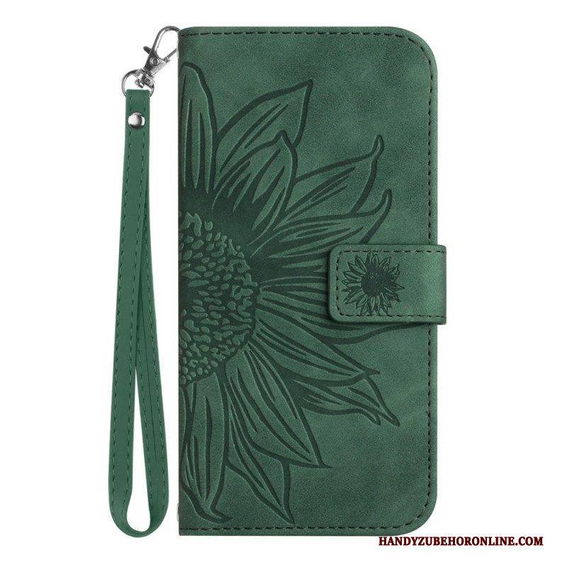 Flip Case Für Poco M5 Sonnenblume Mit Schlüsselband