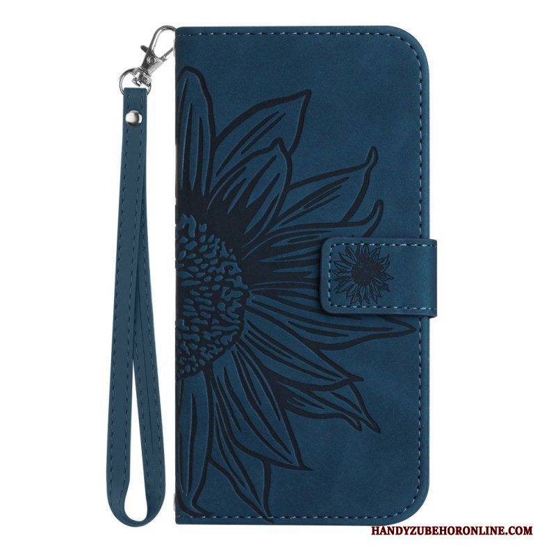 Flip Case Für Poco M5 Sonnenblume Mit Schlüsselband