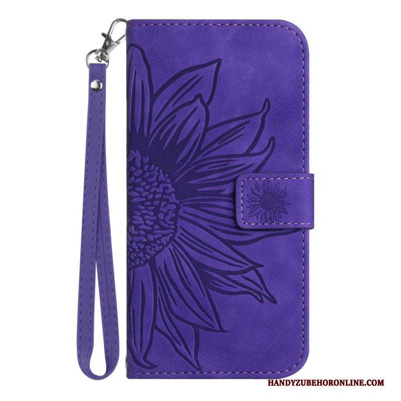 Flip Case Für Poco M5 Sonnenblume Mit Schlüsselband