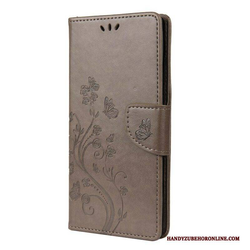 Flip Case Für Poco X3 / X3 Pro / X3 NFC Schmetterlinge Und Blumen