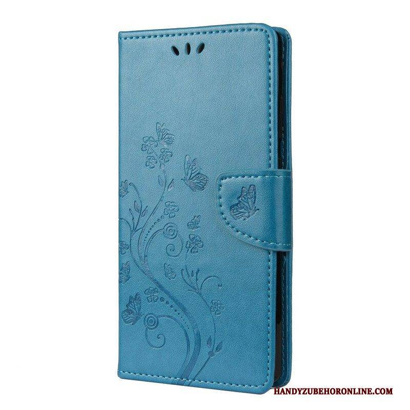 Flip Case Für Poco X3 / X3 Pro / X3 NFC Schmetterlinge Und Blumen