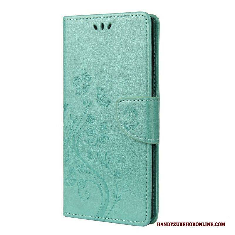 Flip Case Für Poco X3 / X3 Pro / X3 NFC Schmetterlinge Und Blumen