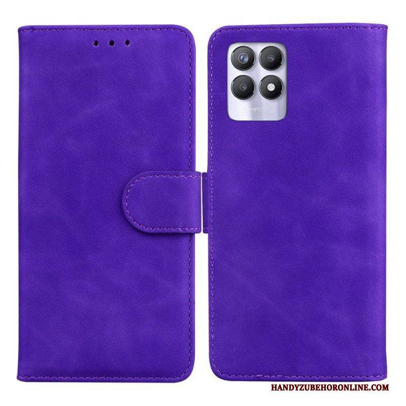 Flip Case Für Realme 8i Monochromer Ledereffekt