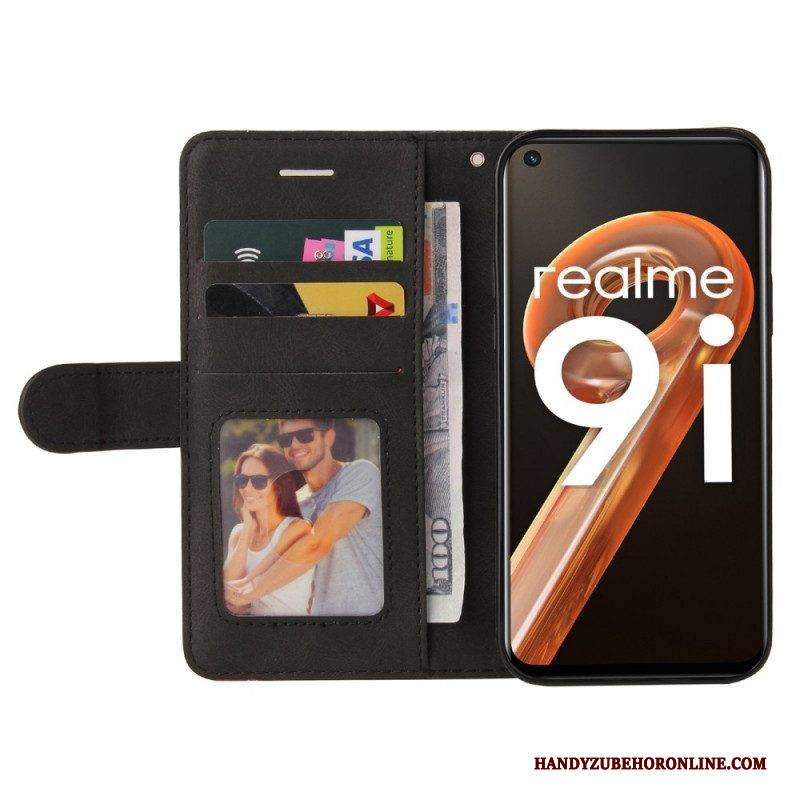 Flip Case Für Realme 9i Gefütterter Musterriemen