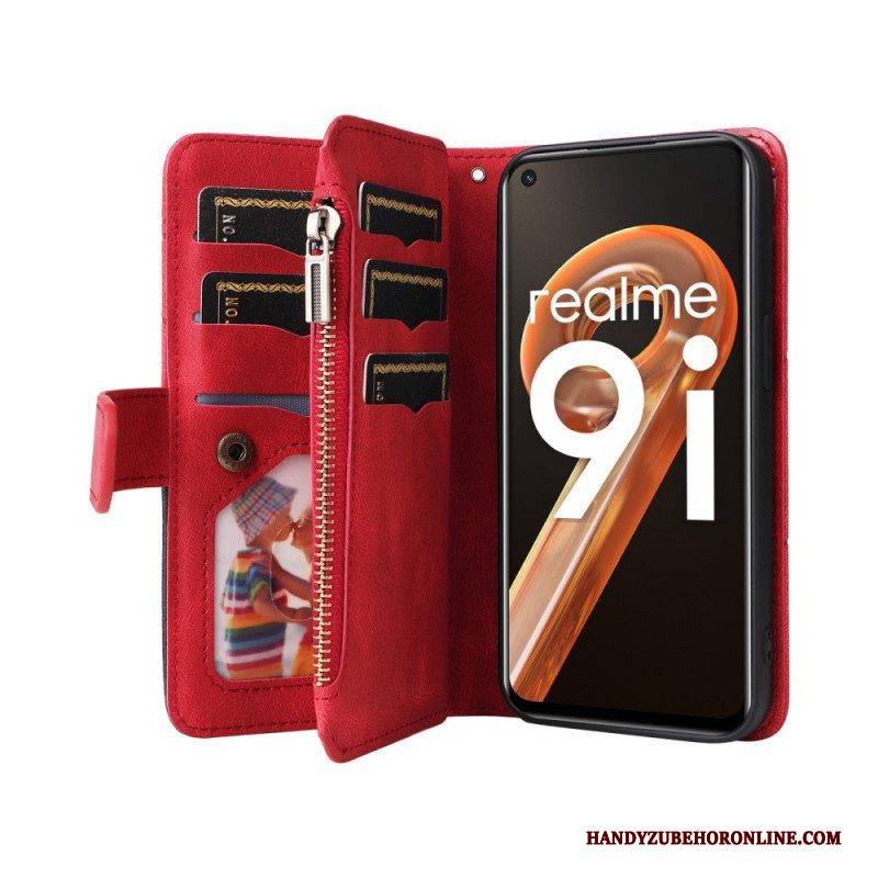 Flip Case Für Realme 9i Mit Kordel Portemonnaie Mit Gefüttertem Muster Und Riemen