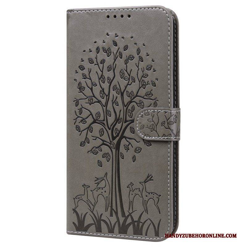 Flip Case Für Samsung Galaxy A13 5G / A04s Baum Und Hirsch