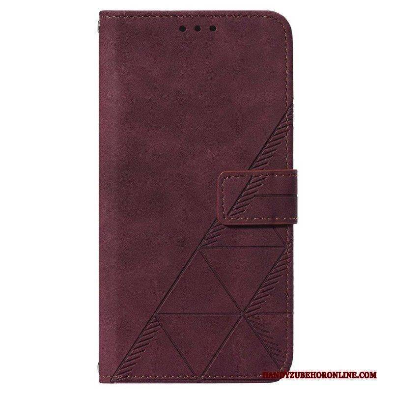 Flip Case Für Samsung Galaxy A14 / A14 5G Dreiecke Mit Lanyard