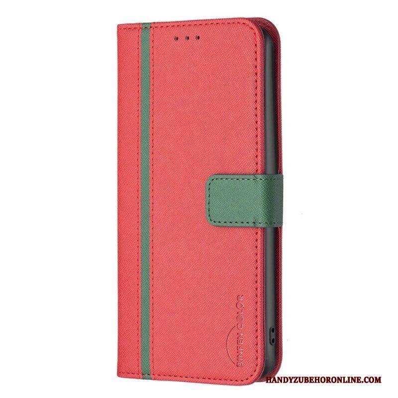 Flip Case Für Samsung Galaxy A14 / A14 5G Zweifarbige Binfen-farbe