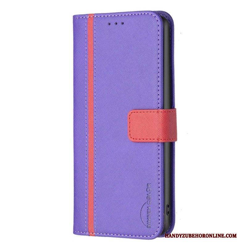 Flip Case Für Samsung Galaxy A14 / A14 5G Zweifarbige Binfen-farbe