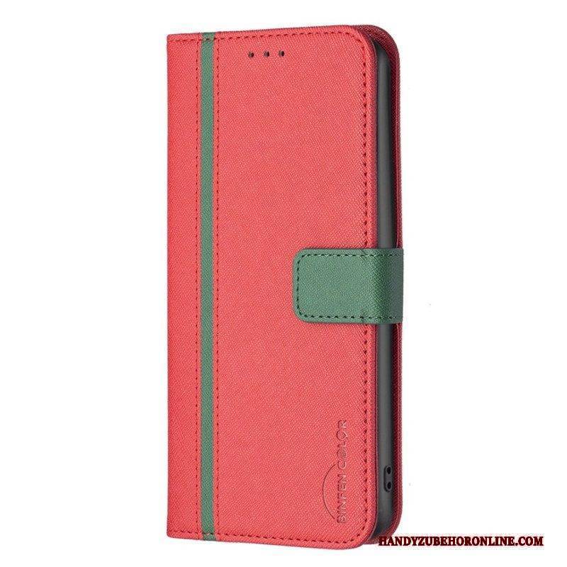 Flip Case Für Samsung Galaxy A14 / A14 5G Zweifarbige Binfen-farbe