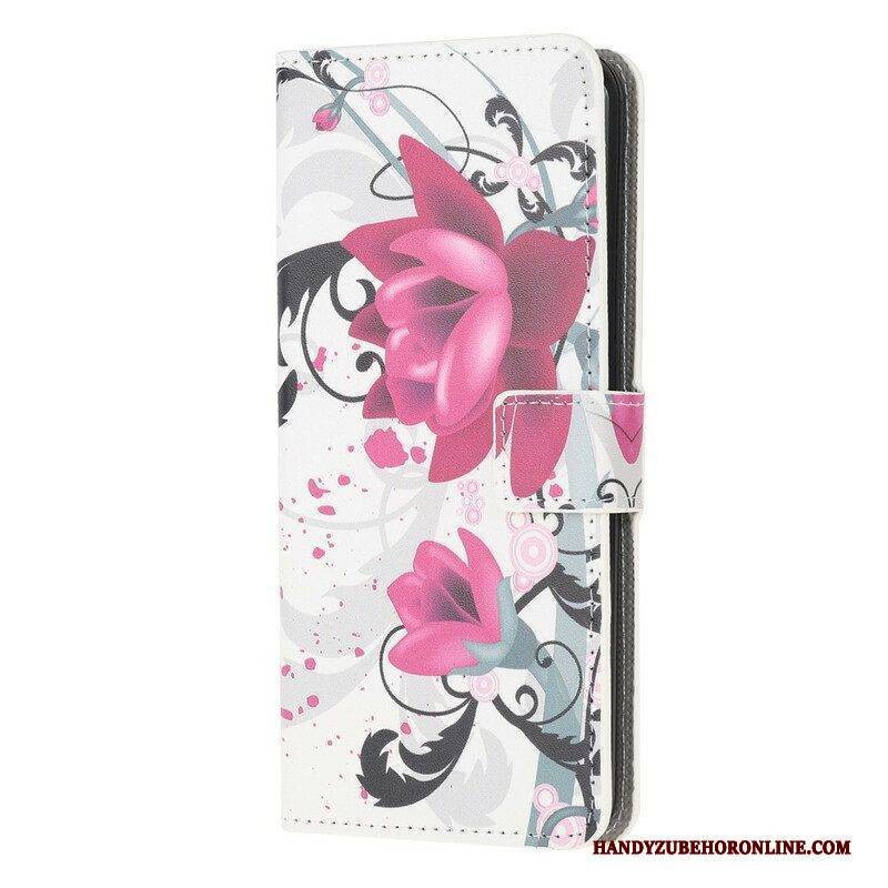 Flip Case Für Samsung Galaxy A42 5G Tropische Blumen