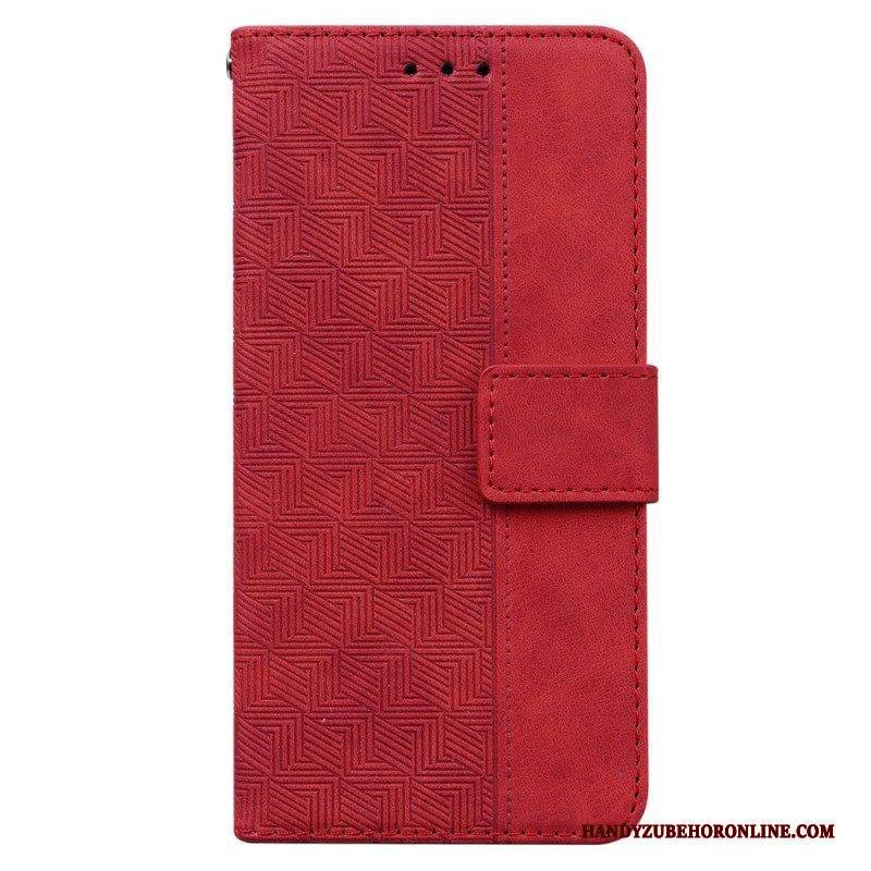 Flip Case Für Samsung Galaxy A54 5G Diskrete Muster Und Riemen