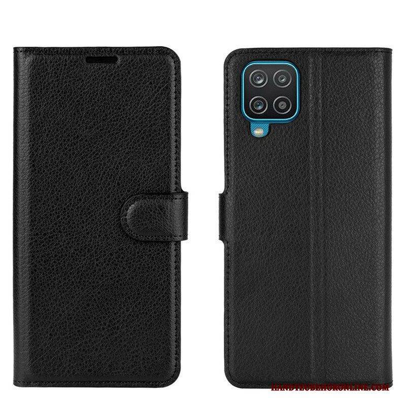 Flip Case Für Samsung Galaxy M12 / A12 Klassisches Lychee-kunstleder